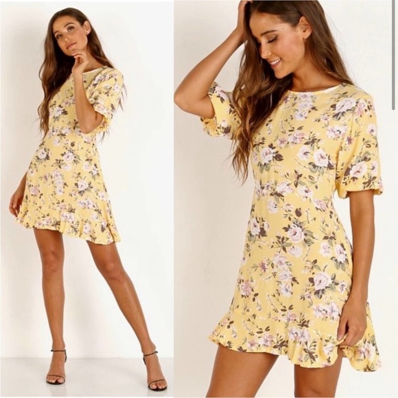 NEW Faithfull The Brand Jeanette Dress Yellow Floral XS - Picture 1 of 12
